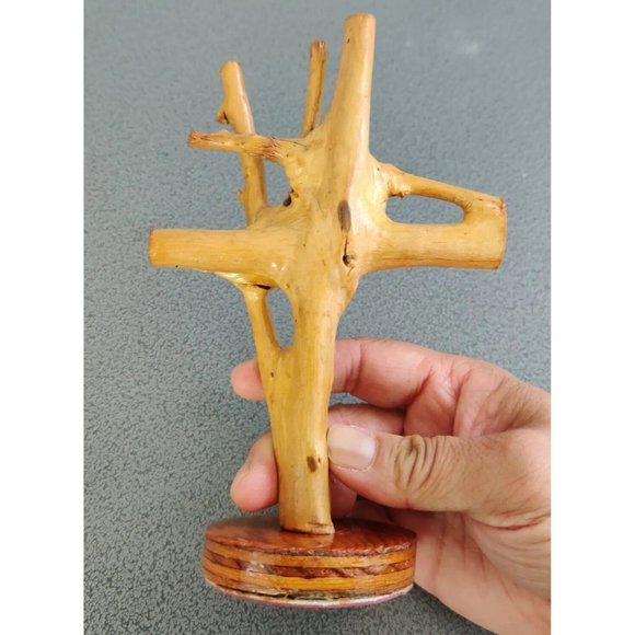 Mini Tree Root? Wooden Abstract Art Sculpture Stand Decor Ring Holder 6.5x4" - Picture 2 of 14